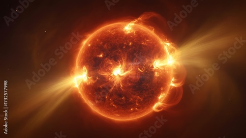 Fiery Sun Erupting with Solar Flares and Plasma Streams