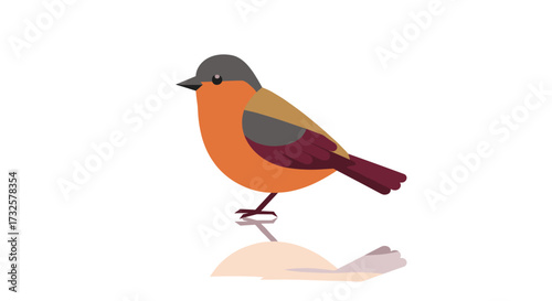 Charming robin with colorful plumage in minimalist art style