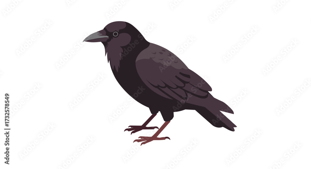 Fototapeta premium Stylized crow artwork with minimalist flat design on white background