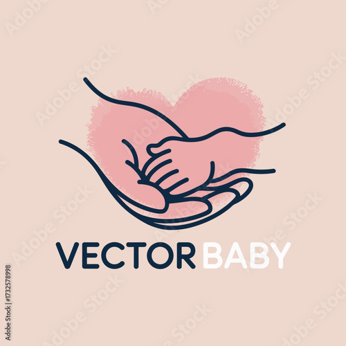 An artistic representation of a parent holding a baby’s hand, creating a heartwarming imagery that captures the essence of love, care, and connection in a minimalist style.