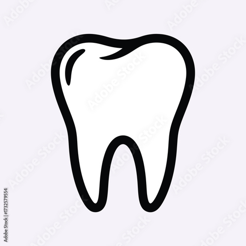 A simple black and white illustration of a tooth design silhouette