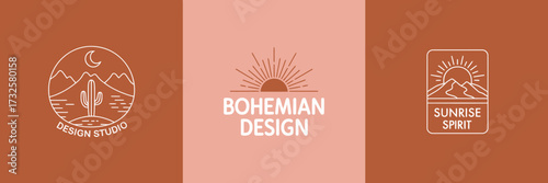 An abstract logo design showcasing a scenic sunrise over mountains, embodying creativity and artistic vision, ideal for businesses related to design and outdoor activities.