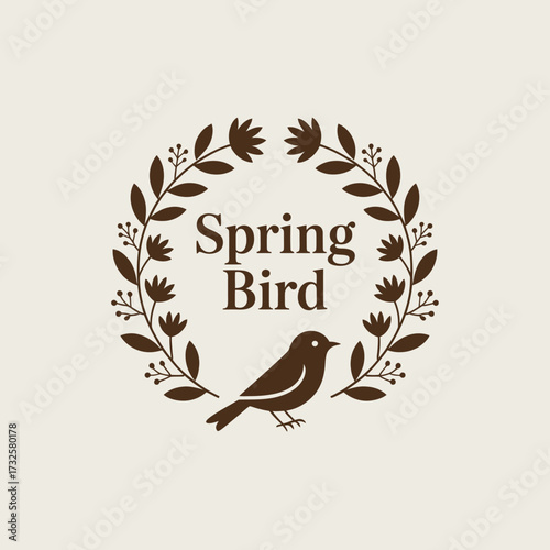 A delightful illustration of a bird among lush leaves and flowers, representing the vibrancy and interconnectedness of nature during the spring season captured in art.