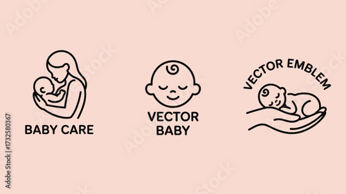 This heartwarming image showcases a mother cradling her baby, symbolizing love and warmth associated with early parenthood and child care in a minimalist design.