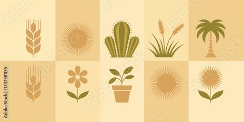 This image features a vibrant botanical icon design with a blend of abstract elements, capturing the essence of nature while showcasing artistic creativity and modern sophistication.