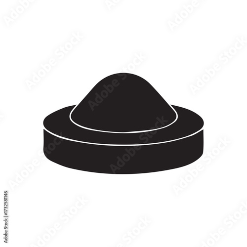 Vintage black fedora hat and a UFO isolated on a white background