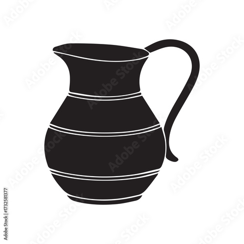 Vector illustration of an isolated ceramic jug or pitcher with a handle for milk, water, or other liquid
