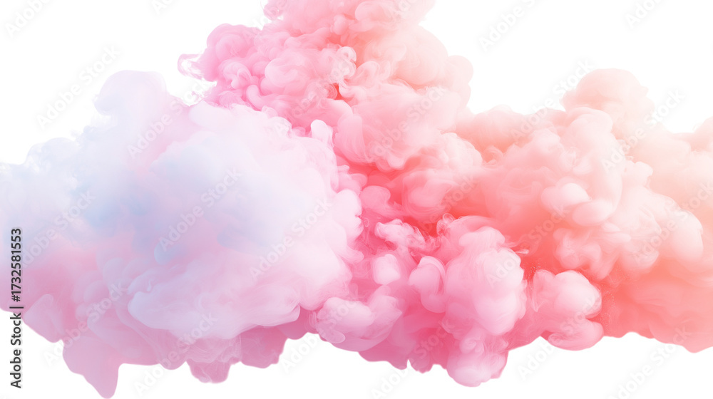 Fototapeta premium abstract pink fluffy cloud mist fog smoke curling isolated on white background