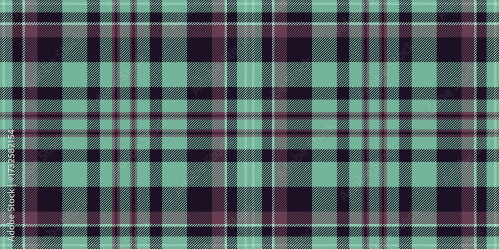 Obraz premium Seamless mint green, purple, and black plaid pattern. Perfect for textile design, apparel, website backgrounds, or crafting projects.