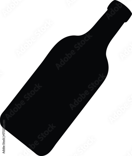 a black silhouette of a bottle of wine is shown 