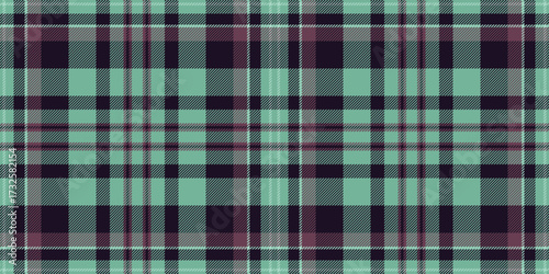 Seamless mint green, purple, and black plaid pattern.  Perfect for textile design, apparel, website backgrounds, or crafting projects.