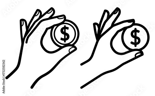 Vector art of hand holding coin shows investment and financial management in the economy