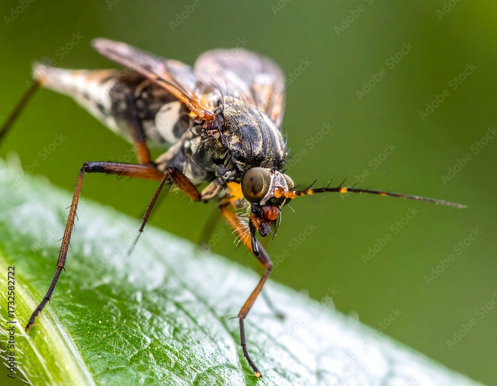 Fototapeta premium Close-up of a fly on a leaf (4)