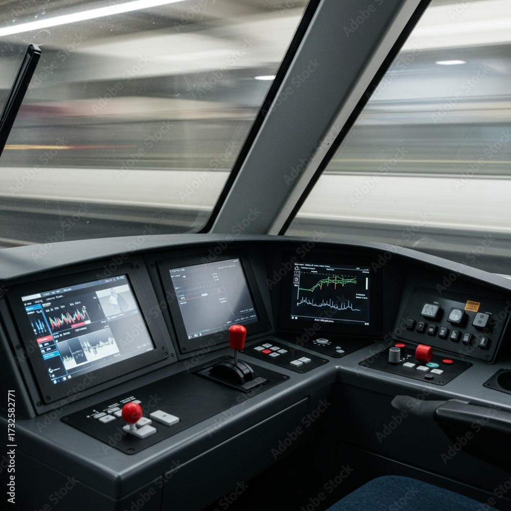 Fototapeta premium High-Speed Train Control Panel - Modern Technology