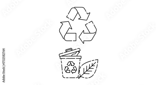 Recycle symbol vector image for eco friendly environment and sustainable living with trash can and leaf icon