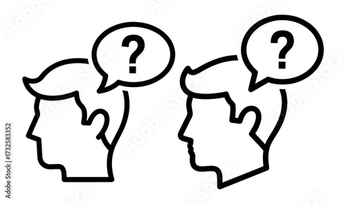 Vector art of two people thinking about question they are confused and need help
