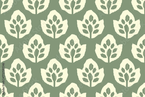 Damask Ikat floral seamless pattern. floral embroidery. design for fashion women, texture, fabric, clothing, wrapping paper, curtains, and decoration. vintage wallpaper