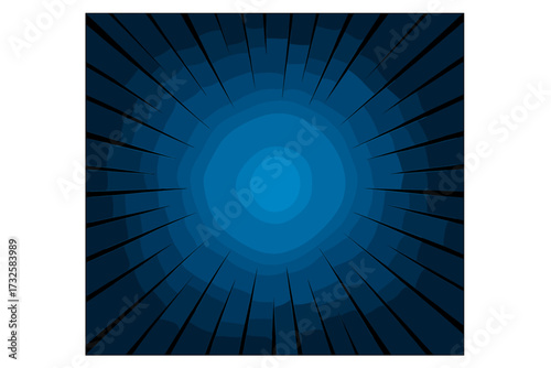 Blue comic book background with radial speed lines. Manga style zoom effect for action scenes. Abstract vector illustration of a dynamic sunburst or explosion with focus.