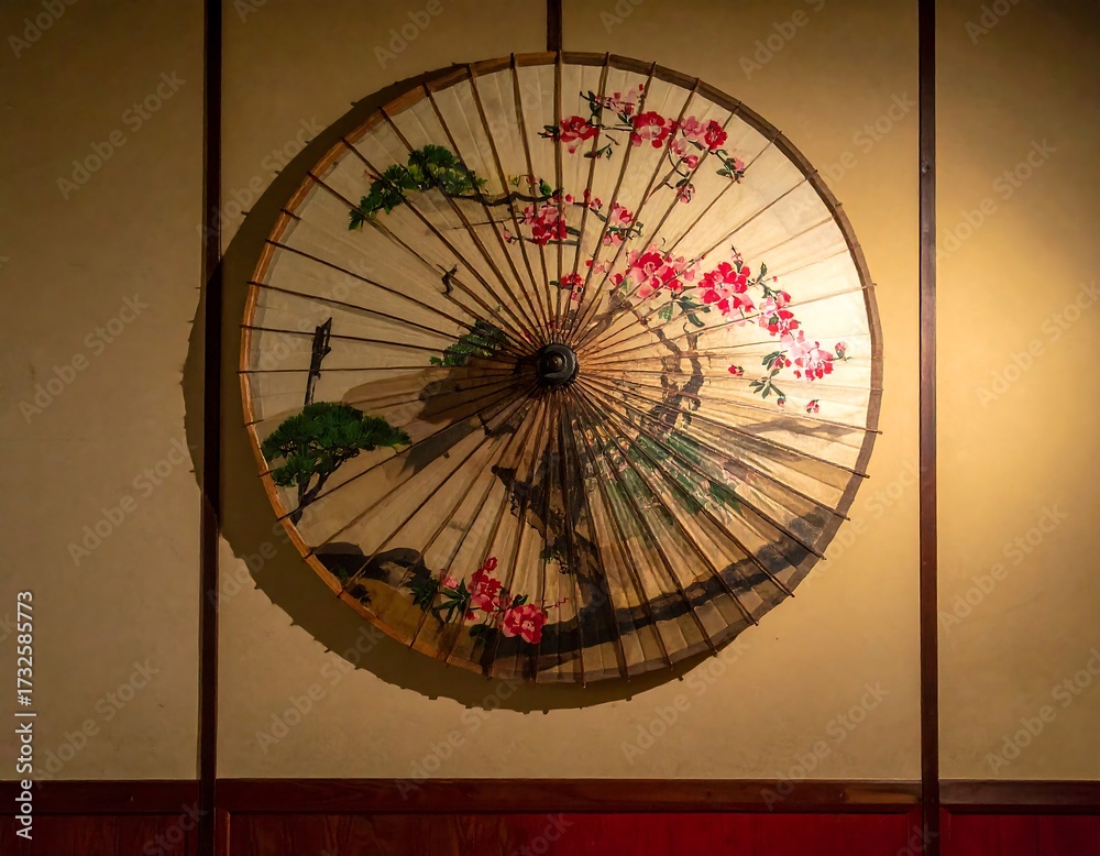 Obraz premium Decorated umbrella on a wall