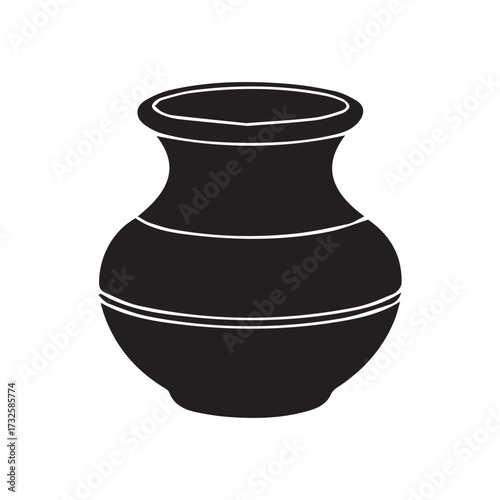 Brown terracotta clay pottery pot or vase isolated on a white background