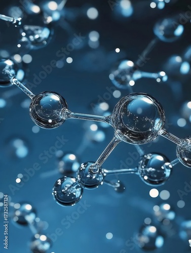 抽象的なブルー分子構造のクローズアップ背景