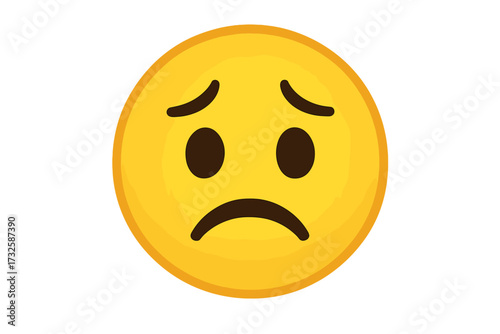Upset emoticon emoji vector illustration, sad face expression, worried smiley icon with transparent background, emotional cartoon symbol, digital reaction face vector graphic