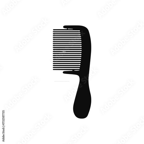 Black silhouette vector illustration of a comb and hair clipper comb, isolated as a set of hair care tools and equipment on white