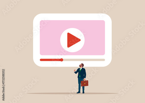 Video multimedia play button. Live streaming. Live streaming digital multimedia player, making money. Video Marketing. Social media online playing video. Vector flat illustration