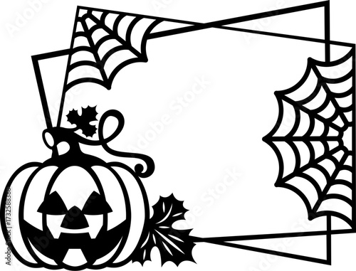 Halloween frame with jack o lantern and spider web