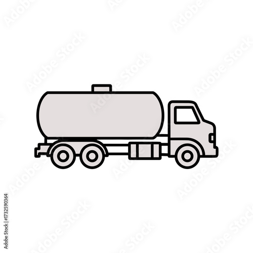 Tanker truck icon in a minimalist style on a transparent background