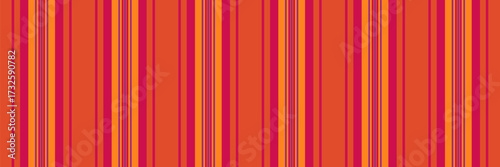 Farment background pattern fabric, decorate lines vector stripe. Rverlay textile texture seamless vertical in red and vivid tangerine colors.