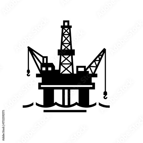Oil rig icon in a minimalist style on a transparent background