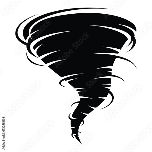 Powerful tornado swirl silhouette dynamic storm vortex icon representation weather phenomenon art silhouette