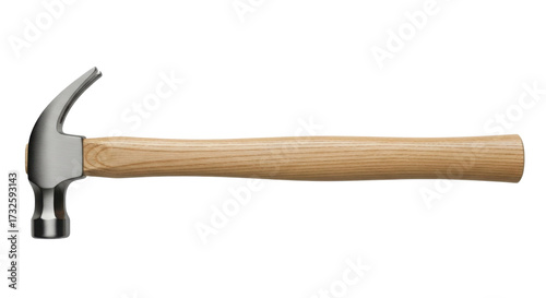 Metal claw hammer with wooden handle isolated PNG with Transparent Background