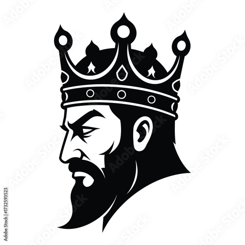 Majestic king portrait profile silhouette with royal crown emblem symbol of power leadership royalty silhouette