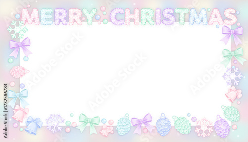 Wallpaper Mural A festive, pastel-themed Christmas card design featuring the words "Merry Christmas" surrounded by decorative bows and ornaments. Torontodigital.ca