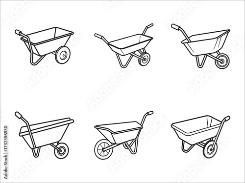 Collection of Wheelbarrow Illustration Styles for Construction and Gardening Designs