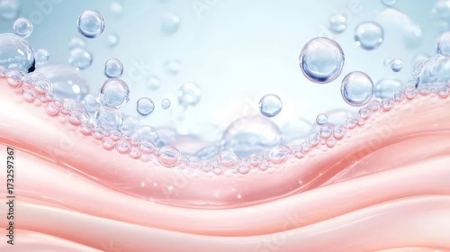 ピンクの肌の表面のクローズアップと水滴の集まり