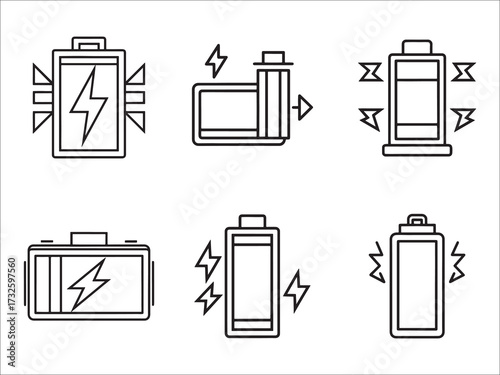 Set of Battery Charging Icons Technology Symbol with Different Styles