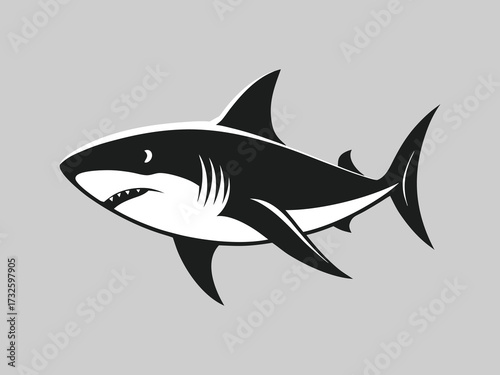 Blue Shark Vector Illustration Aggressive Ocean Predator Mascot Logo Design Powerful Shark Cartoon Artwork with Fins and Teeth Marine Wildlife Icon for Sports Branding T-Shirt and Tattoo Design