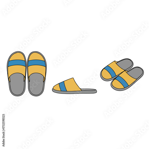 Vector Mockup of Slippers in Flat Minimal Vector Design