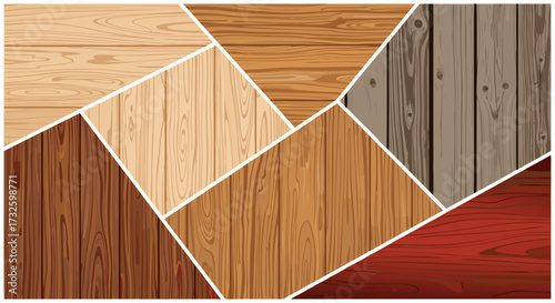 Various Wood Textures - Natural Timber Grain Patterns and Materials - Seamless Wooden Backgrounds for Design Projects