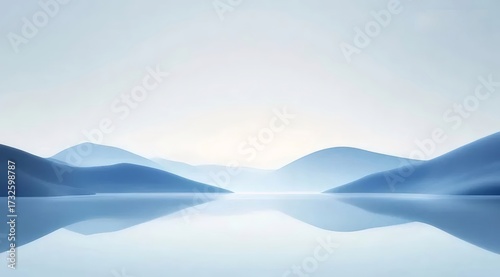 水面に映るブルーマウンテンの反射