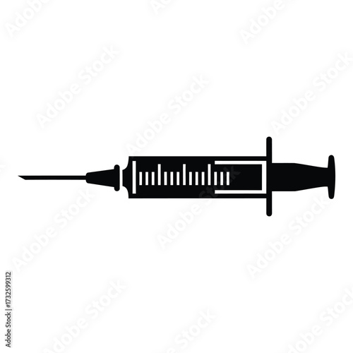 Medical syringe and needle icon symbol for healthcare medicine injection vaccination pharmaceutical drug silhouette