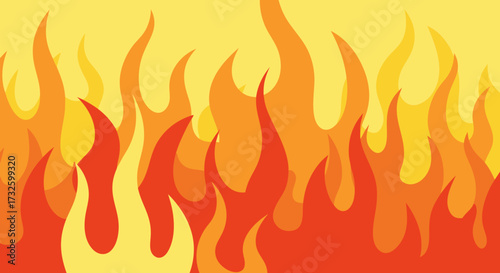 Bright and fiery abstract illustration of flames in warm tones, symbolizing energy, passion, and intense heat in a dynamic visual display