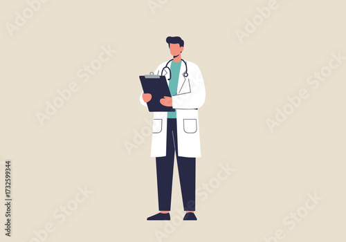 Doctor examining patient medical office professional environment front view health concept