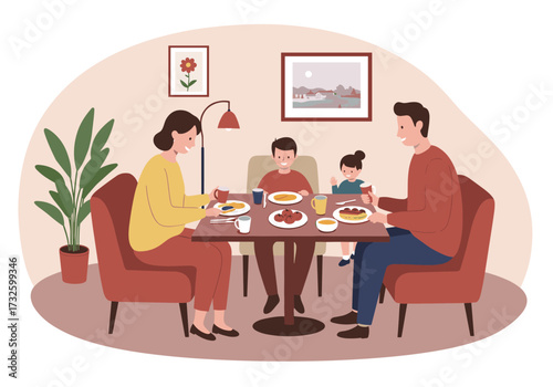 Family dinner gathering at home cozy dining room of family bonding warm environment indoor view