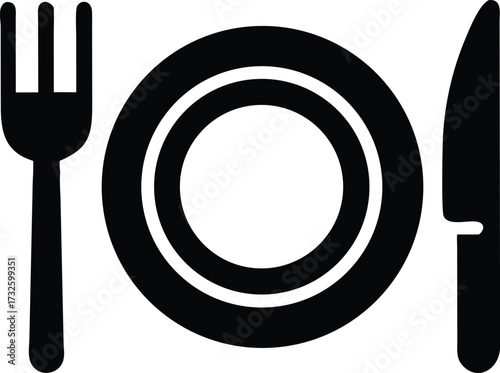 dinner plate  fork and knife silhouette 