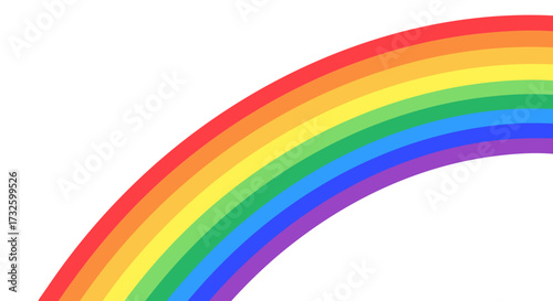 Vibrant Rainbow Arc Against White Background, Symbolizing Hope, Joy, and the Beauty of Nature's Spectrum in a Clean, Simple Design