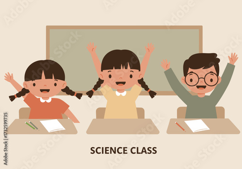 Exciting science class activity engaging students in learning at school educational classroom environment
